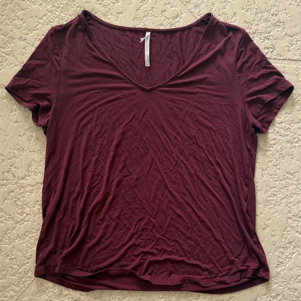 Soma Deep Burgundy V-Neck Short Sleeve Tee